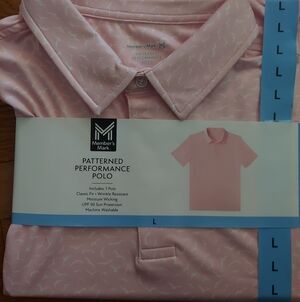 Member's Mark Pink Patterned Polo Shirt